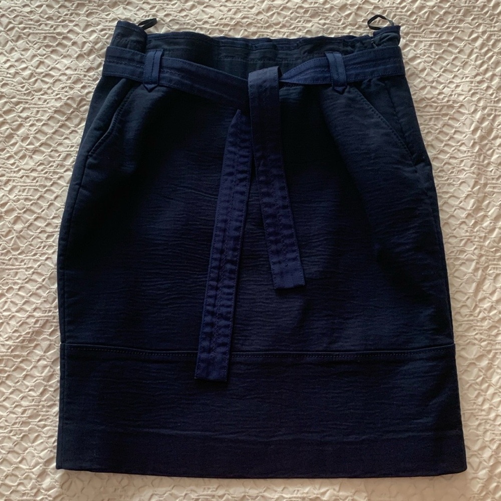 Escada Navy Blue Cotton Pencil Skirt